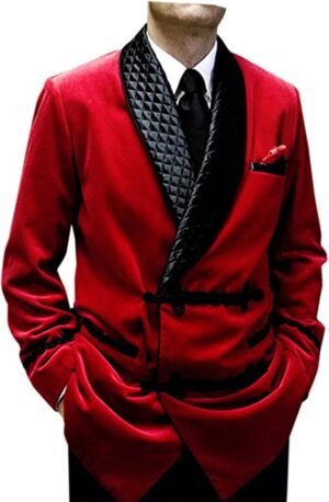 Red Smoking Blazer Valvet Jacket For Party Comfort Luxury Look Blazers Mishu Arts XXS US letter