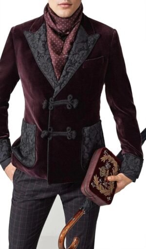 Men Smoking Jacket Burgundy Velvet Elegant Hosting Evening Party Wear Coat cocktail party wear blazer Stylish Collection XXS US letter