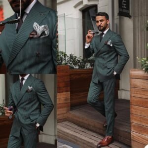 Men's Multi Pinstripe Suits Slim Fit Tuxedo Jacket Groomsmen Suits for Wedding Dinner Party Elegant Look Dress