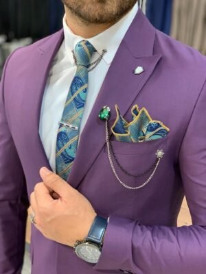 Men Suit Purple Wedding Groom Wear 3 Piece Business Formal Slim Fit Tuxedos Suit modern stylish suit for men