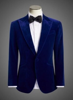 Men Navy Blue Smoking Jackets Designer Wedding Grooms Party Wear Blazer Coat