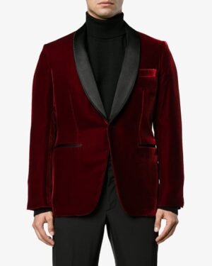 Men Velvet Tuxedo Blazers Jacket Maroon Halloween Christmas Party Wear Coat