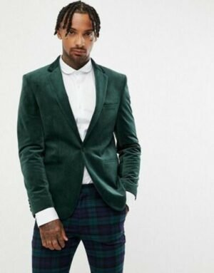 Men Green Smoking Jackets Blazer Elegant Luxury Stylish Designer Party Wear Coat