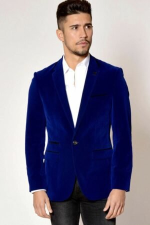 Men Blue Smoking Jacket Elegant Luxury Designer Dinner Party Wear Blazers Coat