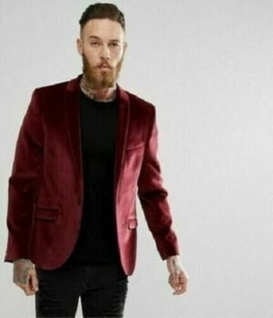 Men Maroon Smoking Jackets Designer Elegant Wedding Party Wear Blazer Coat