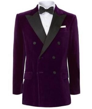 Men Purple Smoking Jackets Double Breasted Wedding Dinner Party Wear Blazer Coat