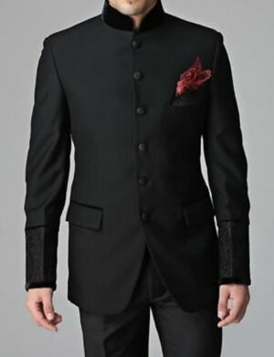 Men Black Smoking Jackets Designer Dinner Blazers Coats Designer Mens Wedding Day Dress Indowestern Jodhpuri Royal Suits