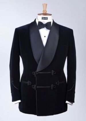 Men Black Smoking Velvet Blazer Elegant Luxury Stylish Designer evening Party Wear Coat Double Breasted Tuxedo Suit