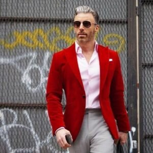 Men Red Smoking Jackets Designer Wedding Grooms Dinner Casual Blazer Coat XXS US letter