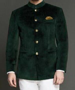 Men Green Smoking Jackets Designer Jodhpuri Grooms Wedding Coat Blazer XXS US letter