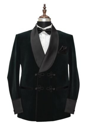 Men Green Smoking Jackets Luxury Designer Velvet Dinner Party Wear Blazers Coat XXS US letter