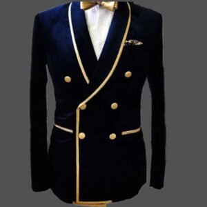 Men Blue Smoking Jackets Designer Elegant Luxury Party Wear Wedding Blazer Coats XXS US letter