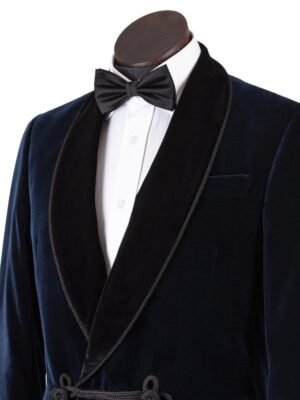 Men Navy blue Smoking Jackets Elegant Luxury Stylish Designer Party Wear Blazer (Large)