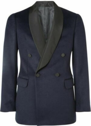 Men Navy Blue Smoking Jackets Blazers Luxury Tuxedo Designer Party Wear Coats Double Breasted