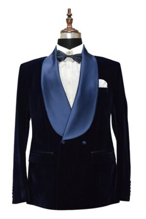 Men Navy Blue Smoking Jackets Elegant Luxury Tuxedo Designer Party Wear Blazers XXS US letter