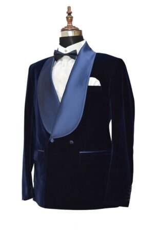 Men Navy Blue Smoking Jackets Elegant Luxury Tuxedo Designer Party Wear Blazers XXS US letter