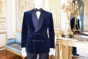 Men Blue Smoking Jackets Elegant Luxury Designer Dinner Party Wear Blazers XXS US letter