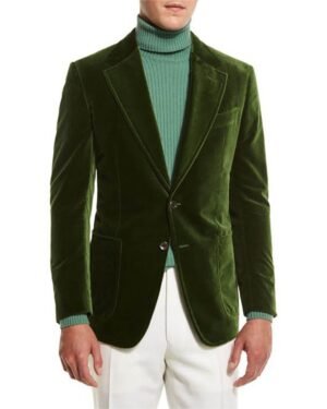 Men Elegant Luxury Stylish Designer Green Smoking Jacket Party Wear Blazer XXS US letter