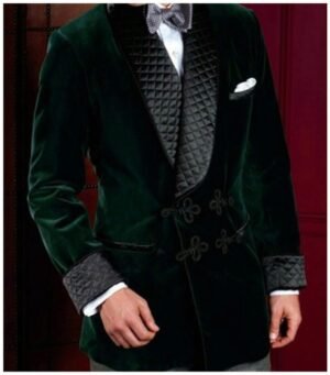 Men Green Smoking Jackets Elegant Luxury Stylish Designer Party Wear Blazer Coat XXS US letter